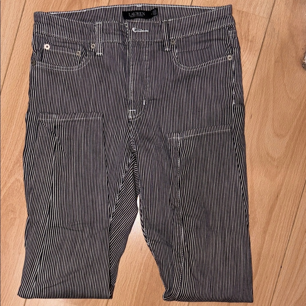 Women Black and White Striped Ralph Lauren Jeans Size 8